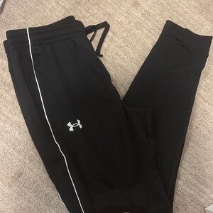 Under Armour Black Track Pants with White Accents
